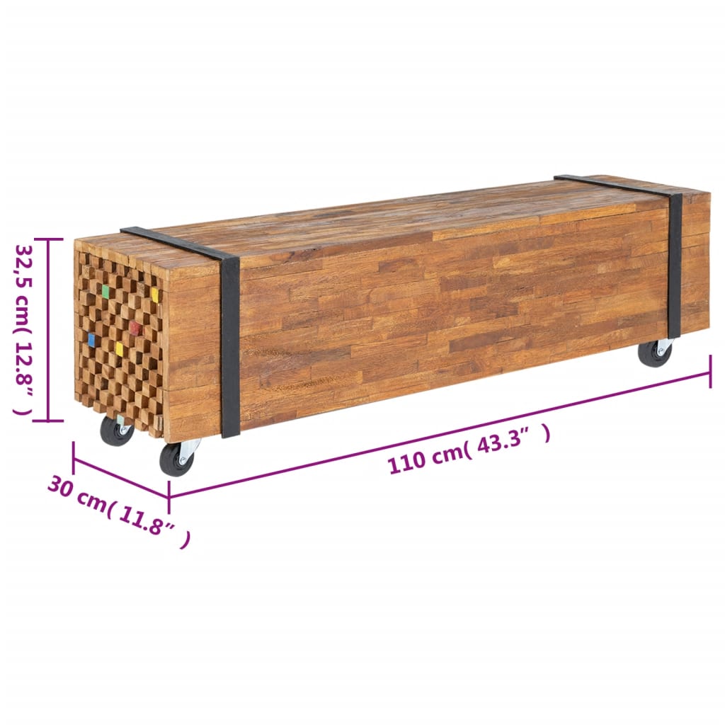 TV-Schrank 110x30x32,5 cm Massivholz Teak