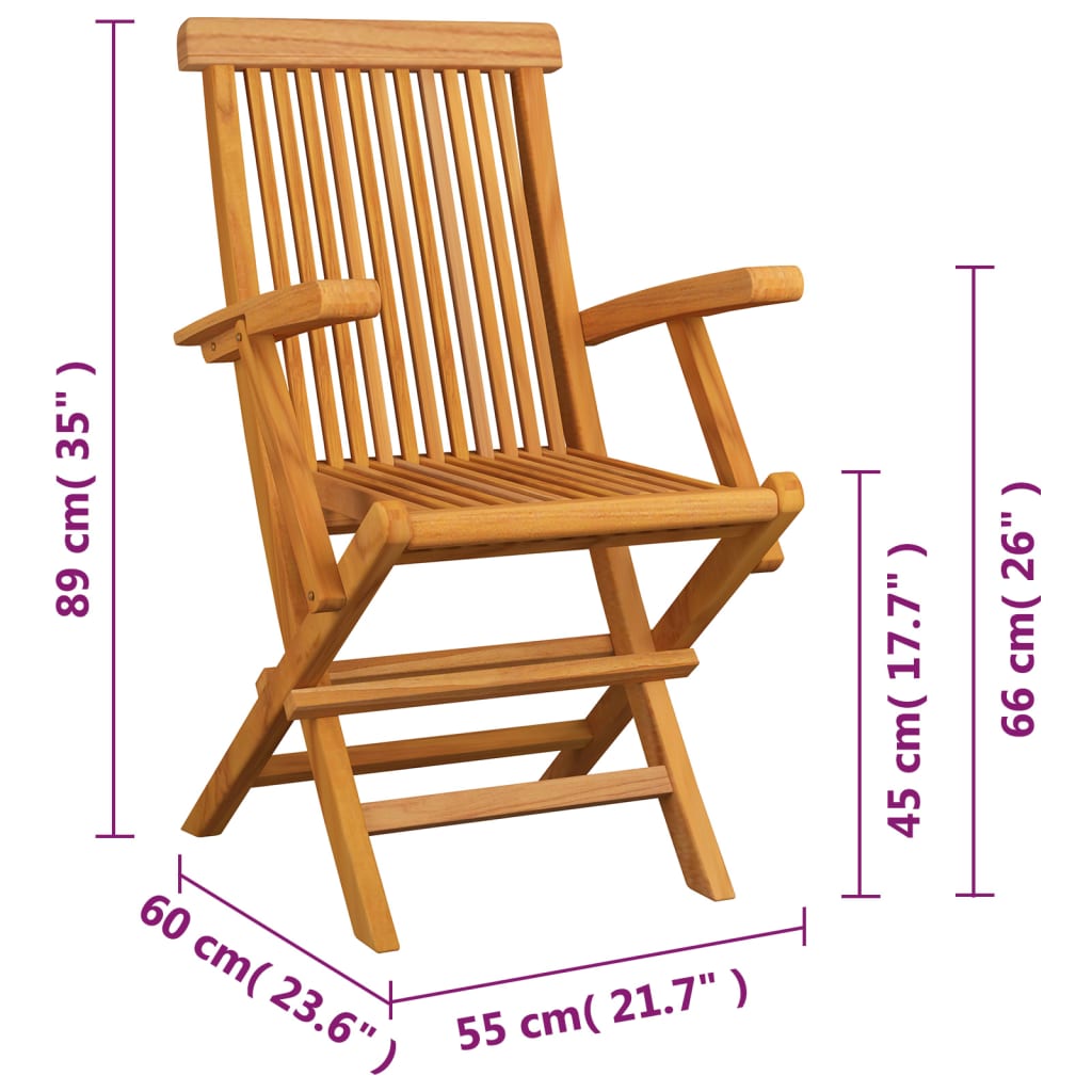 Klappbare Gartenstühle 4 Stk. Massivholz Teak