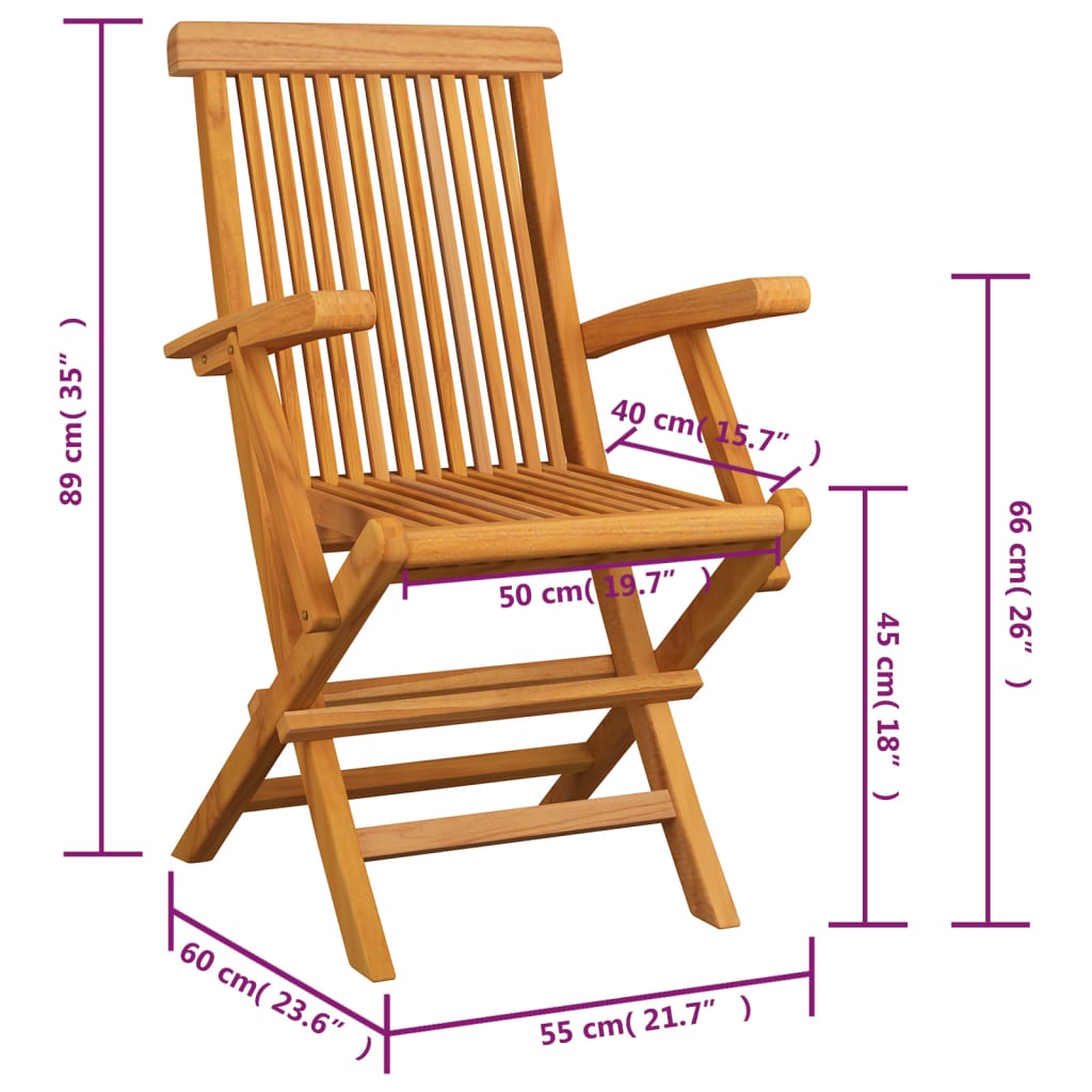 Gartenstühle mit Anthrazit Kissen 4 Stk. Massivholz Teak