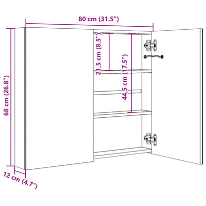 LED-Spiegelschrank fürs Bad 80x12,2x68 cm