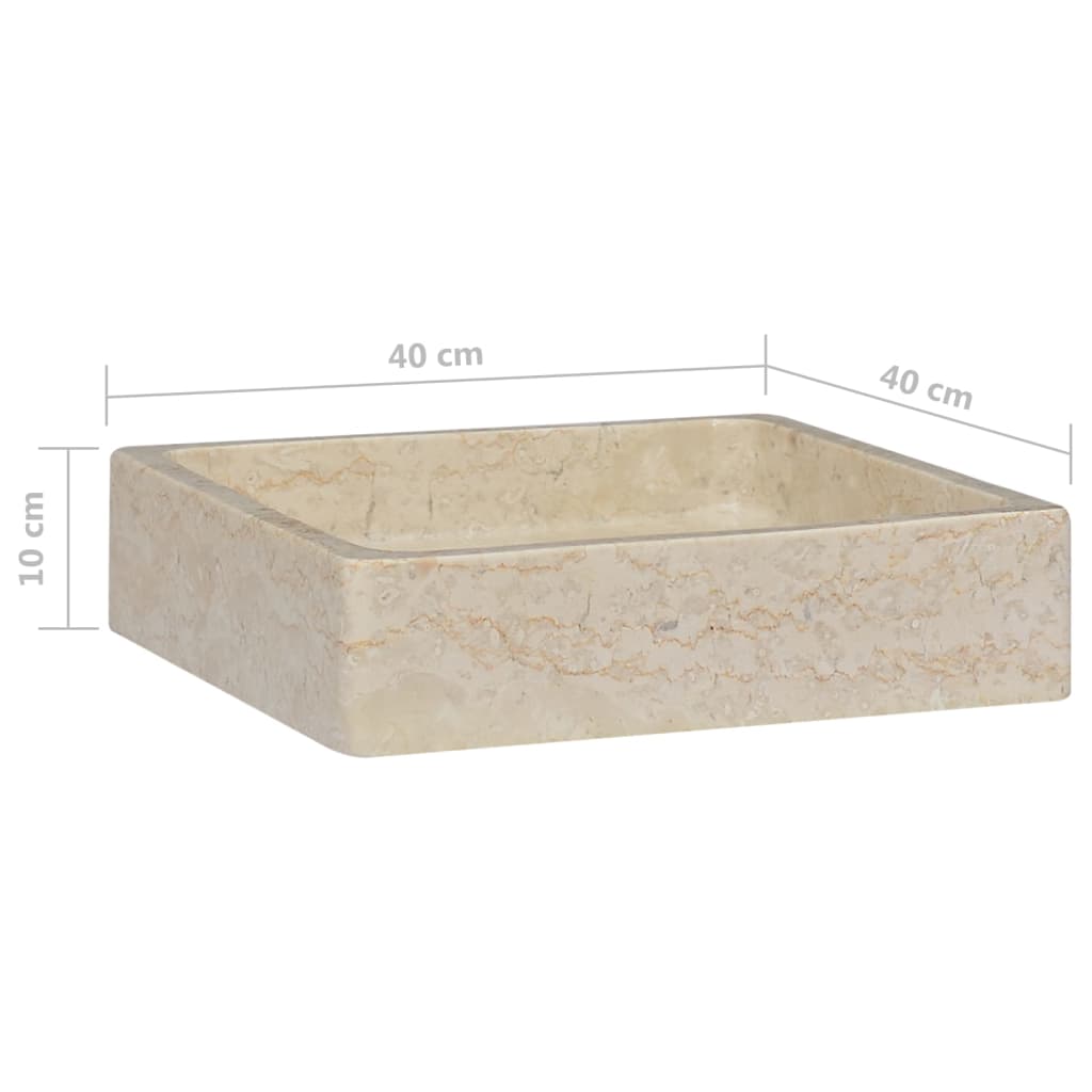 Waschbecken Creme 40x40x10 cm Marmor