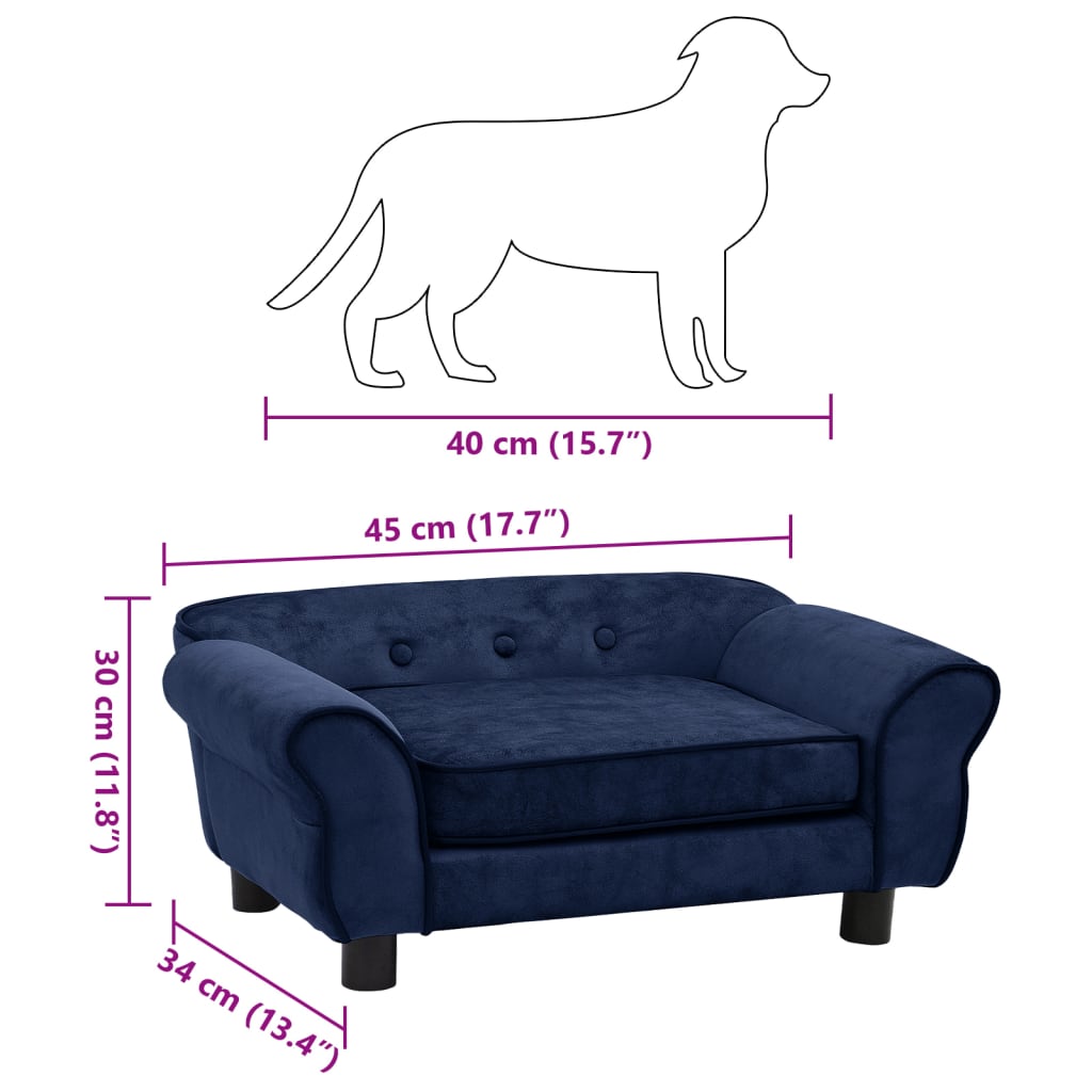 Hundesofa Blau 72x45x30 cm Plüsch