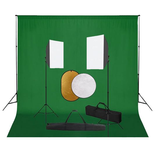 Fotostudio-Set mit Softboxen, Hintergrundsystem und Reflektor