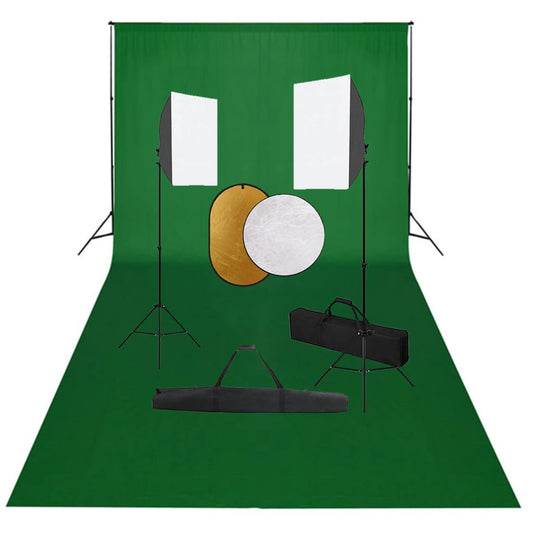 Fotostudio-Set mit Softboxen, Hintergrundsystem und Reflektor