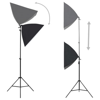 Fotostudio-Set mit Softboxen, Hintergrundsystem und Reflektor