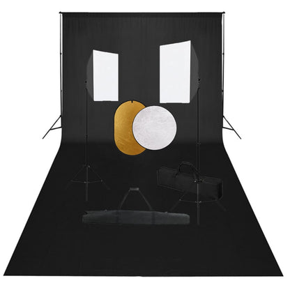 Fotostudio-Set mit Softboxen, Hintergrundsystem und Reflektor