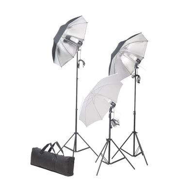 Fotostudio-Set mit Leuchten, Schirmen, Hintergrund, Reflektor