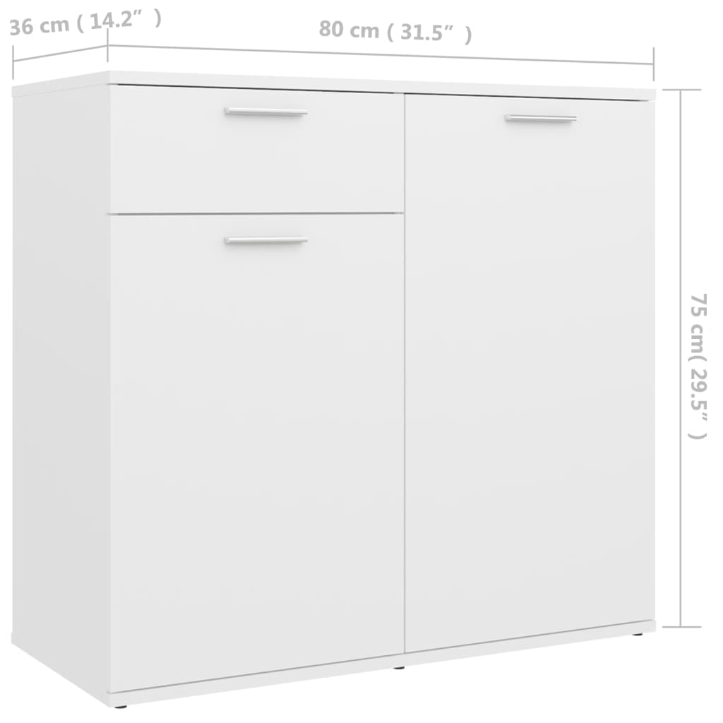 Sideboard Weiß 80x36x75 cm Holzwerkstoff