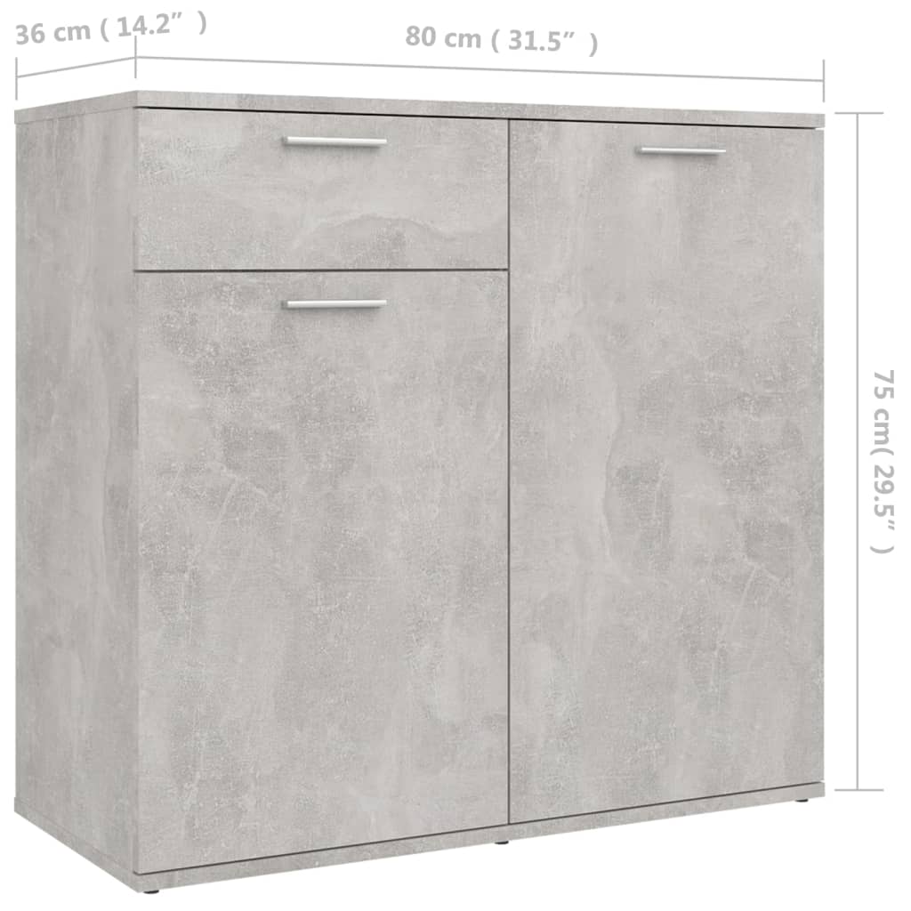 Sideboard Betongrau 80x36x75 cm Holzwerkstoff