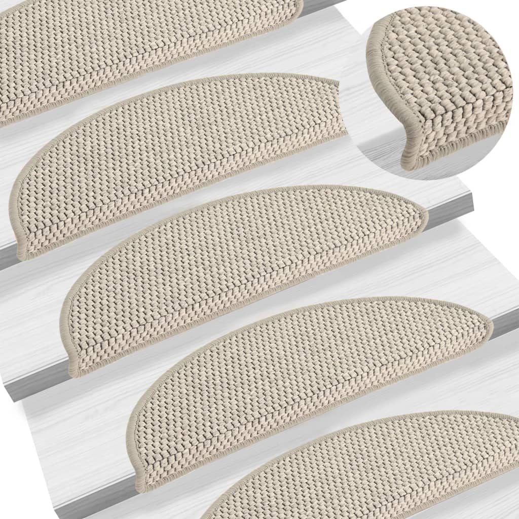 Treppenmatten Selbstklebend Sisal-Look 15 Stk. 56x17x3 Silbern