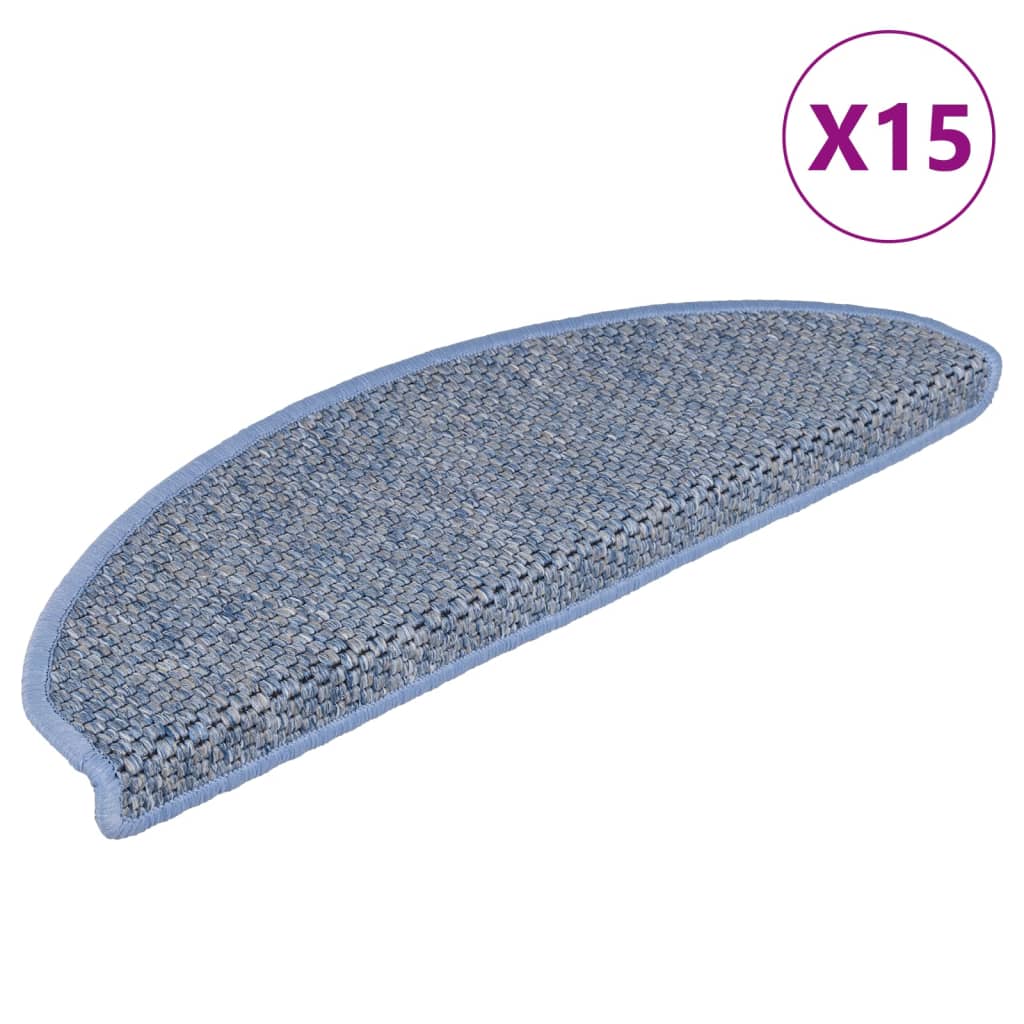 Treppenmatten Selbstklebend Sisal-Optik 15 Stk. 56x17x3cm Blau