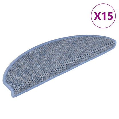 Treppenmatten Selbstklebend Sisal-Optik 15 Stk. 56x17x3cm Blau