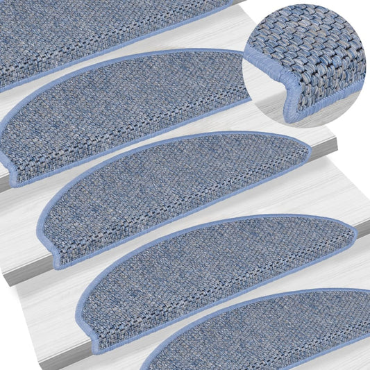 Treppenmatten Selbstklebend Sisal-Optik 15 Stk. 56x17x3cm Blau