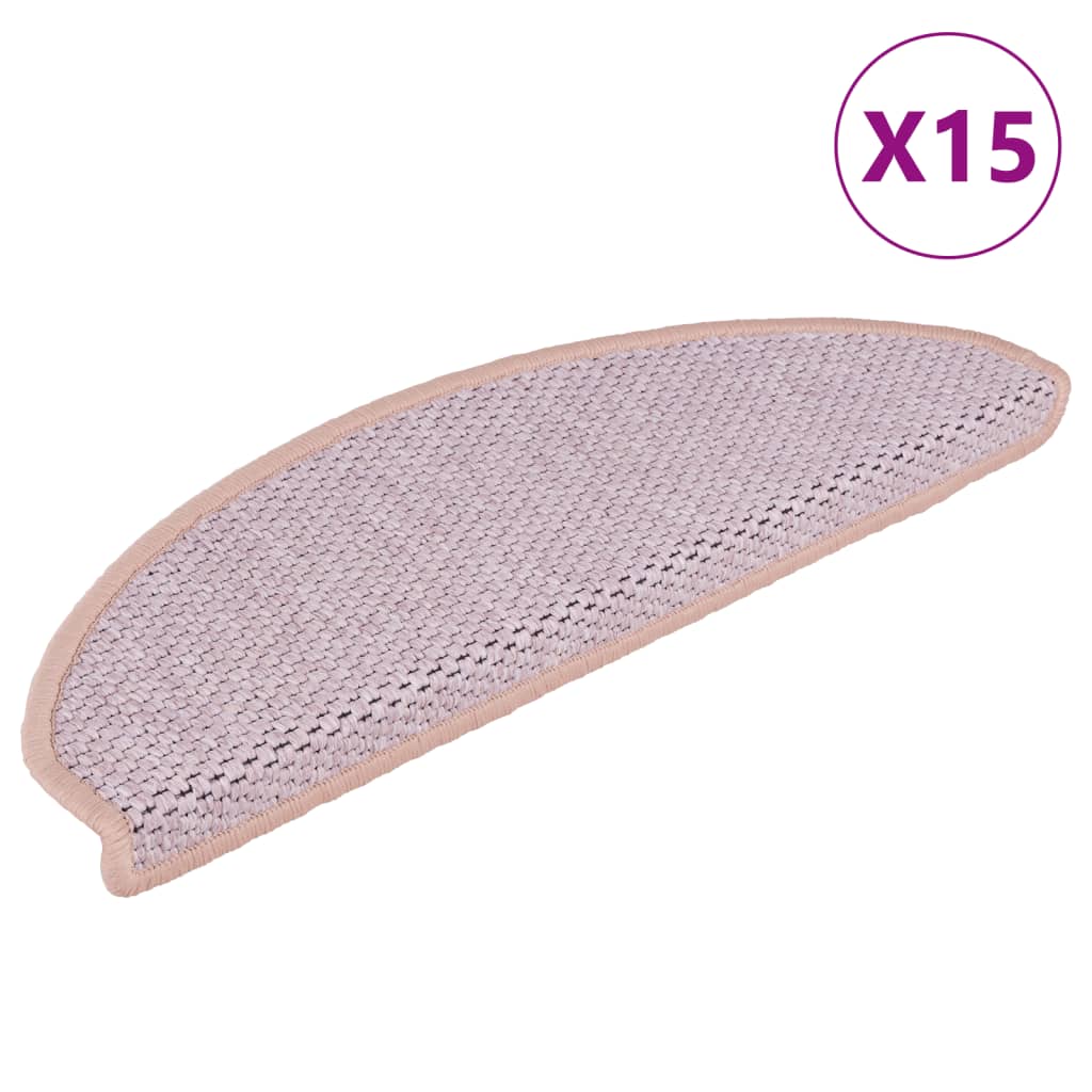 Treppenmatten Selbstklebend Sisal-Optik 15 Stk. 56x17x3 cm Rosa