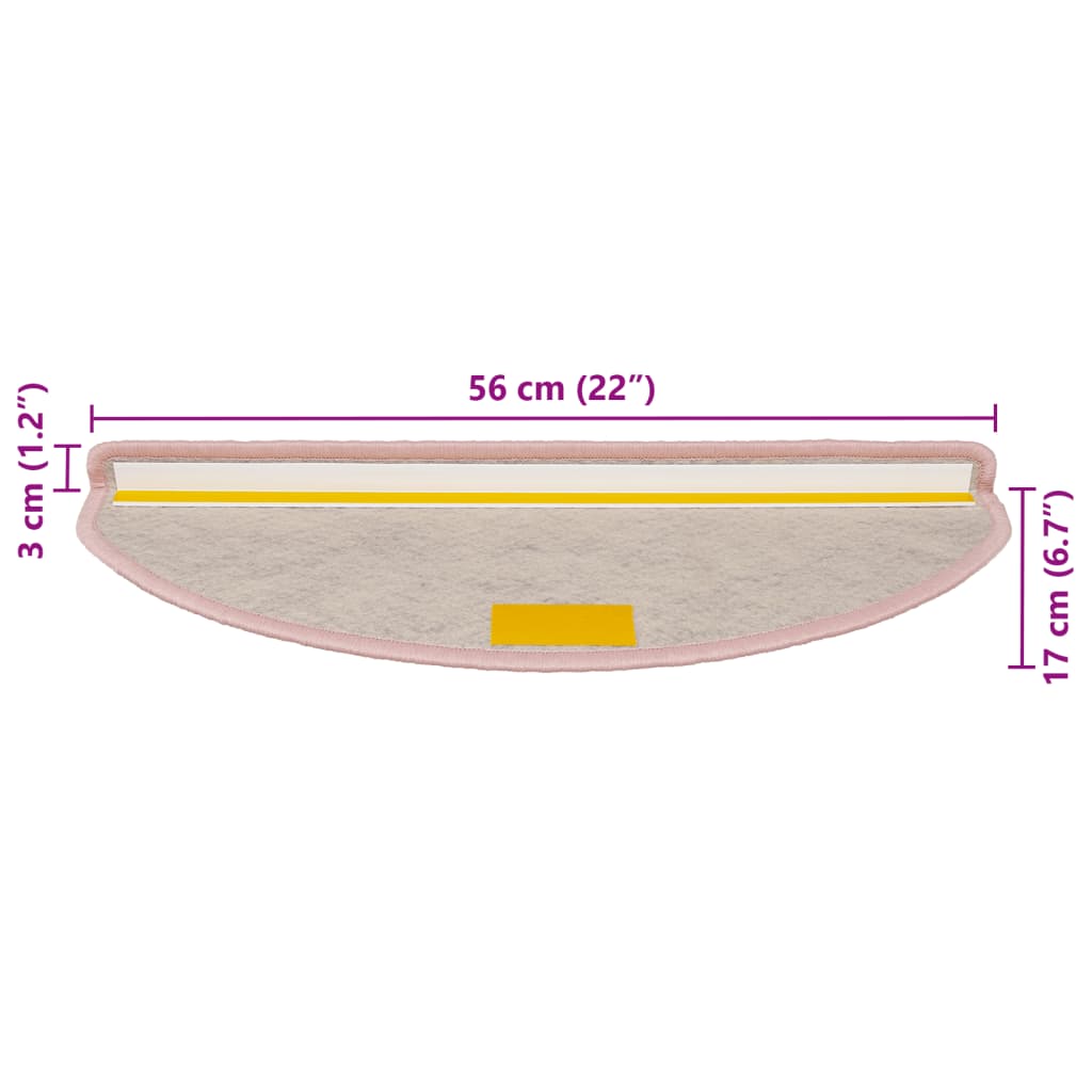 Treppenmatten Selbstklebend Sisal-Optik 15 Stk. 56x17x3 cm Rosa