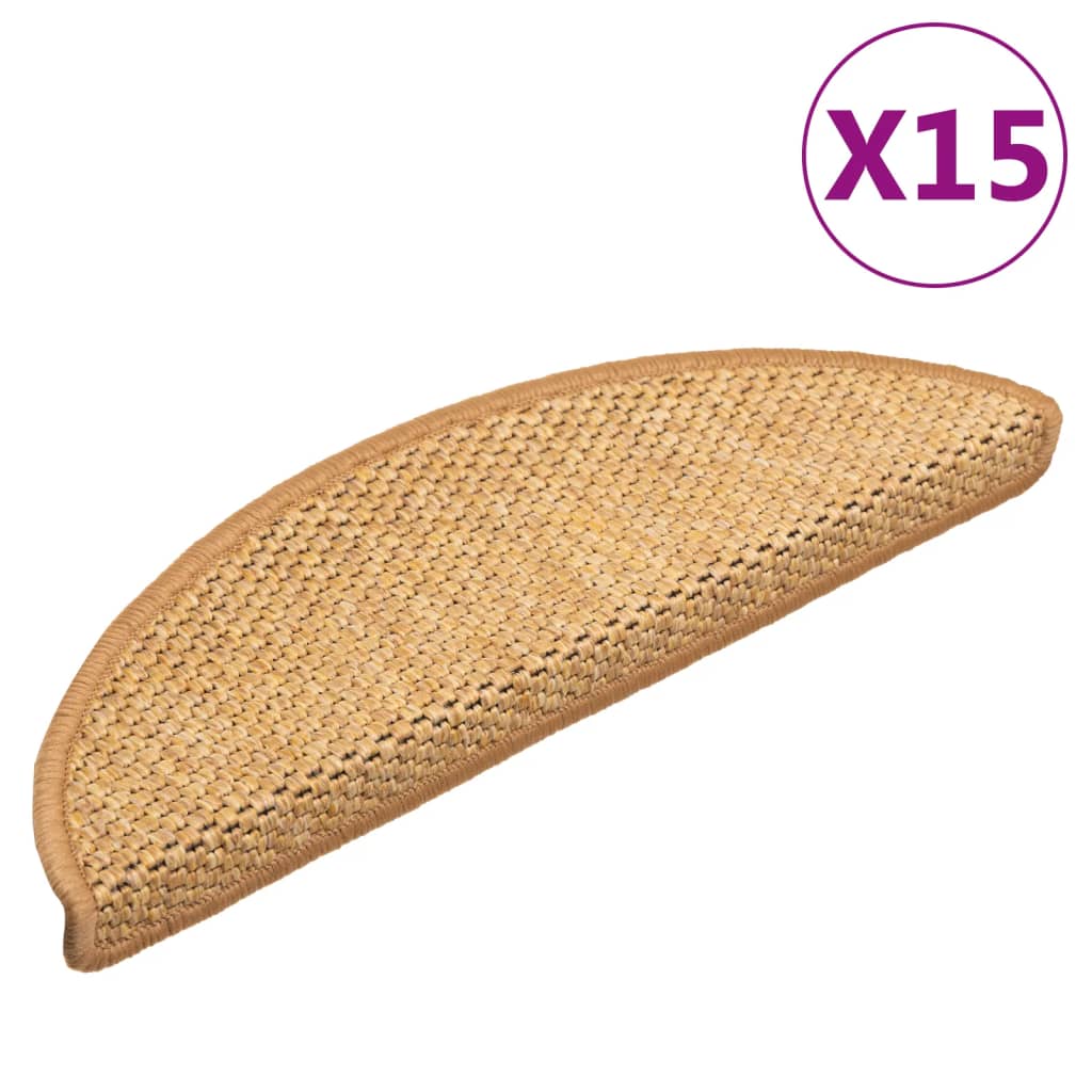 Treppenmatten Selbstklebend Sisal-Optik 15Stk. 56x17x3cm Orange