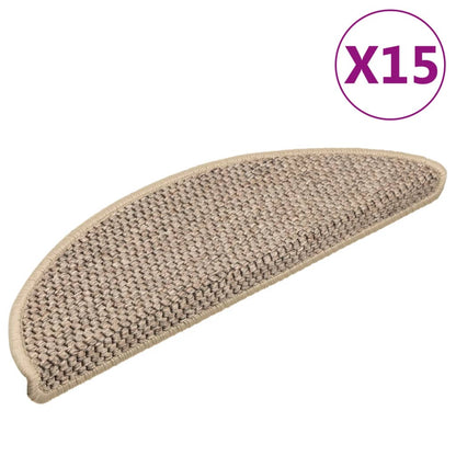 Treppenmatten Selbstklebend Sisal 15 Stk. 56x17x3cm Dunkelbeige