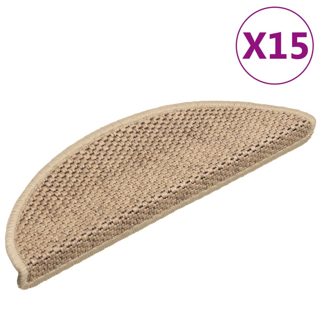 Treppenmatten Selbstklebend Sisal-Optik 15 Stk. 56x17x3 cm Sand