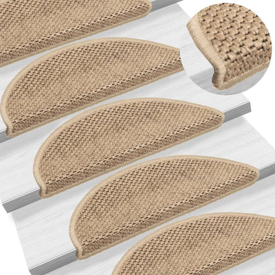 Treppenmatten Selbstklebend Sisal-Optik 15 Stk. 56x17x3 cm Sand