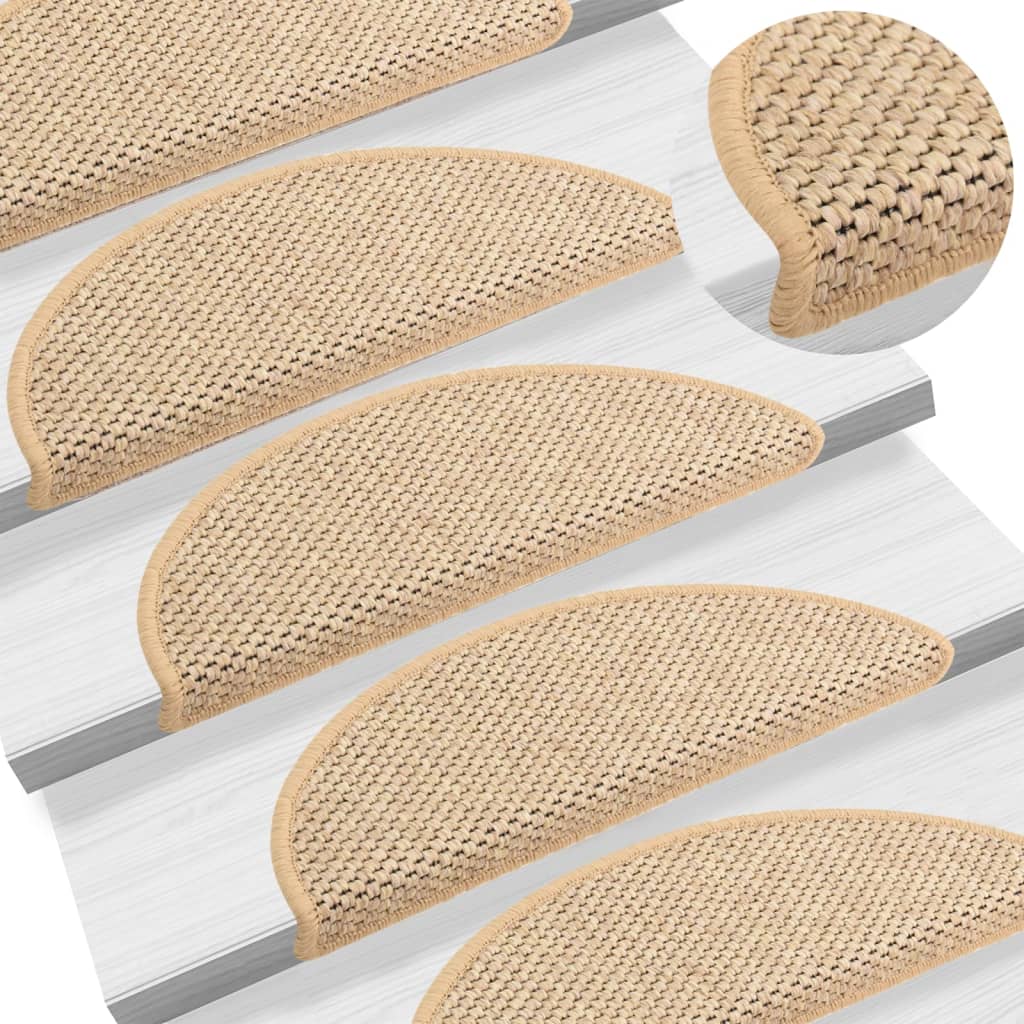 Treppenmatten Selbstklebend Sisal 15 Stk. 56x17x3 cm Hellbeige