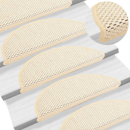 Treppenmatten Selbstklebend Sisal-Optik 15 Stk. 56x17x3cm Creme