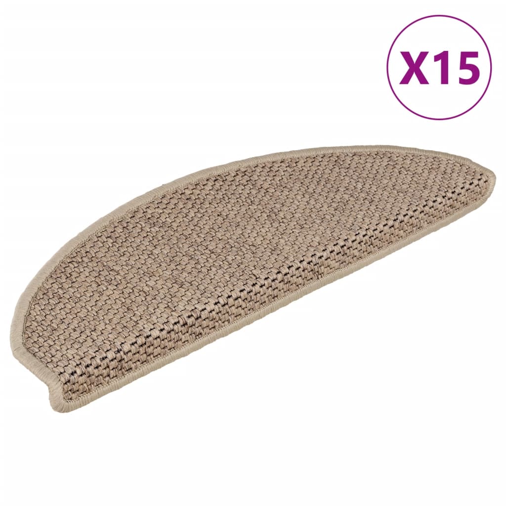 Treppenmatten Selbstklebend Sisal-Optik 15 Stk. 65x21x4 cm Sand