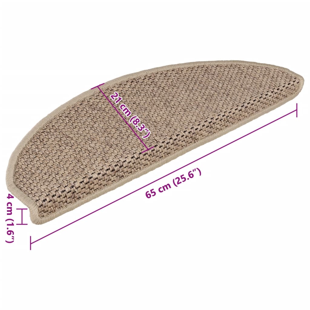 Treppenmatten Selbstklebend Sisal-Optik 15 Stk. 65x21x4 cm Sand