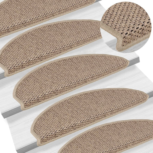 Treppenmatten Selbstklebend Sisal-Optik 15 Stk. 65x21x4 cm Sand