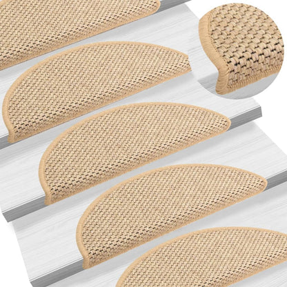 Treppenmatten Selbstklebend Sisal 15 Stk. 65x21x4 cm Hellbeige