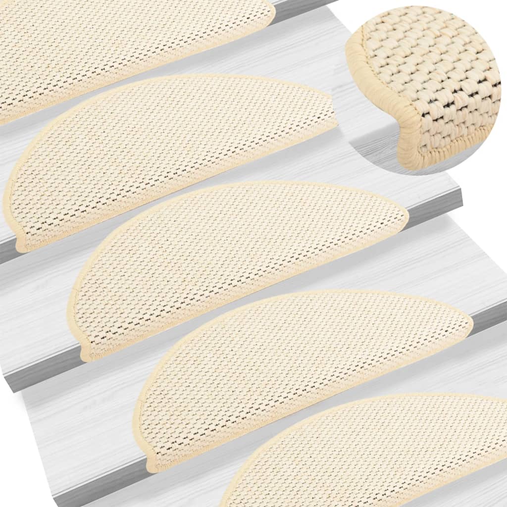 Treppenmatten Selbstklebend Sisal-Optik 15 Stk. 65x21x4cm Creme