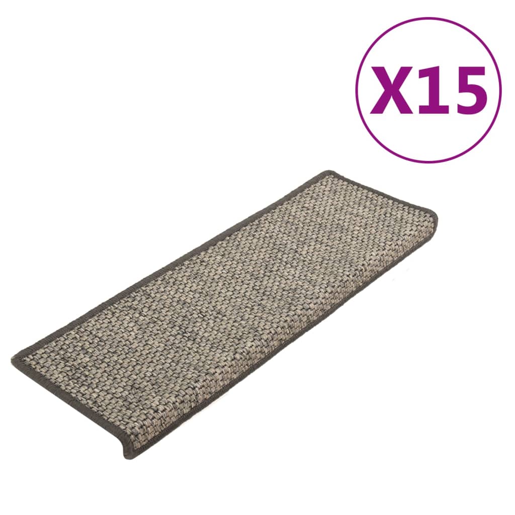 Treppenmatten Selbstklebend Sisal 15Stk. 65x21x4cm Grau & Beige