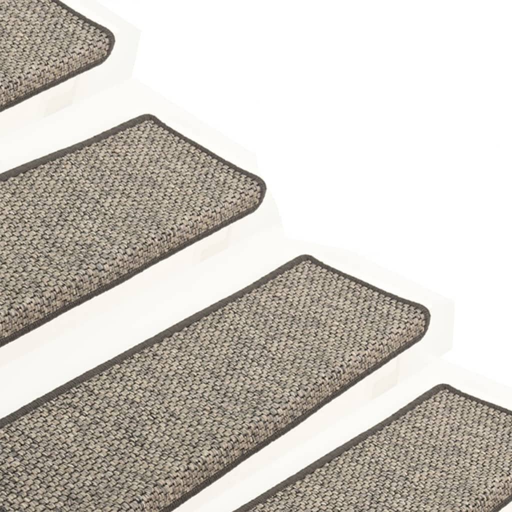 Treppenmatten Selbstklebend Sisal 15Stk. 65x21x4cm Grau & Beige