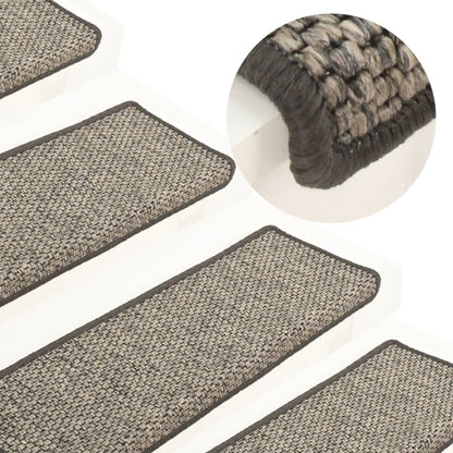 Treppenmatten Selbstklebend Sisal 15Stk. 65x21x4cm Grau & Beige