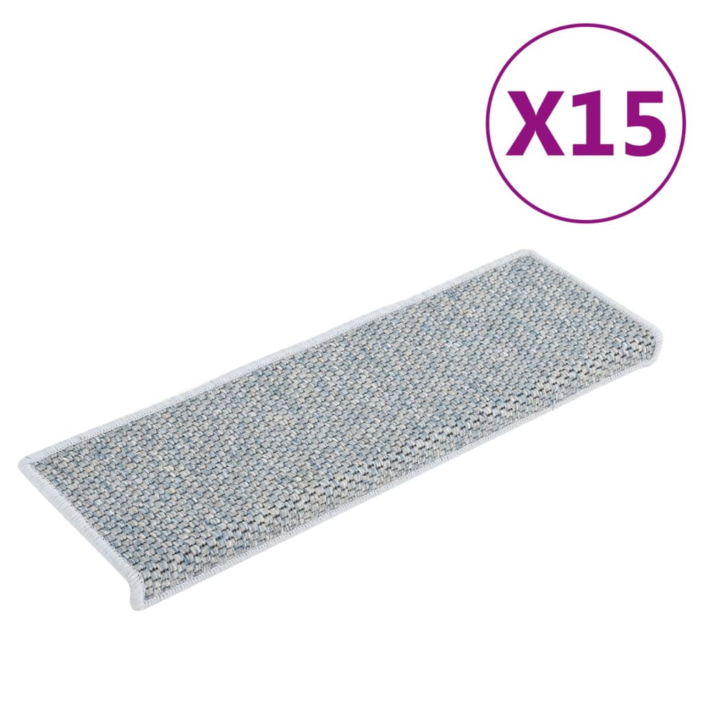 Treppenmatten Selbstklebend Sisal-Optik 15 Stk. 65x21x4 cm Blau