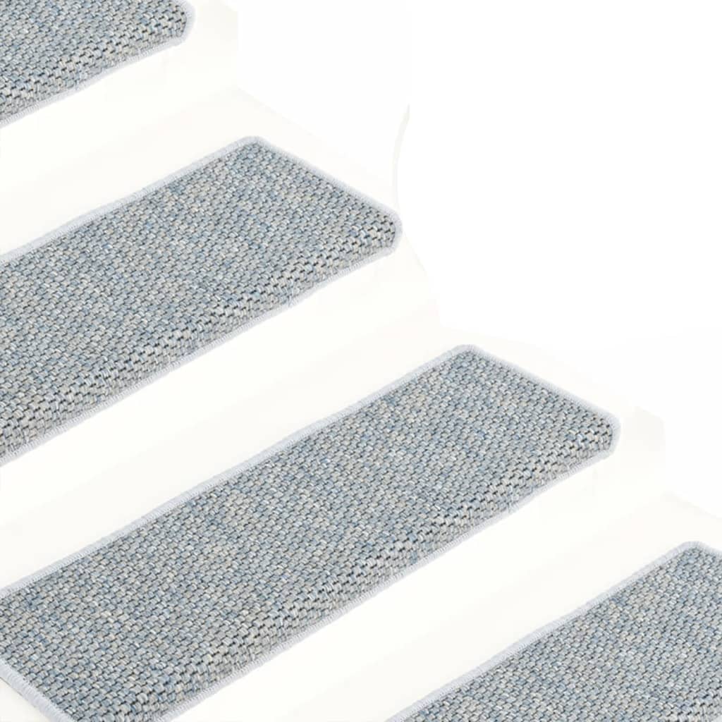 Treppenmatten Selbstklebend Sisal-Optik 15 Stk. 65x21x4 cm Blau