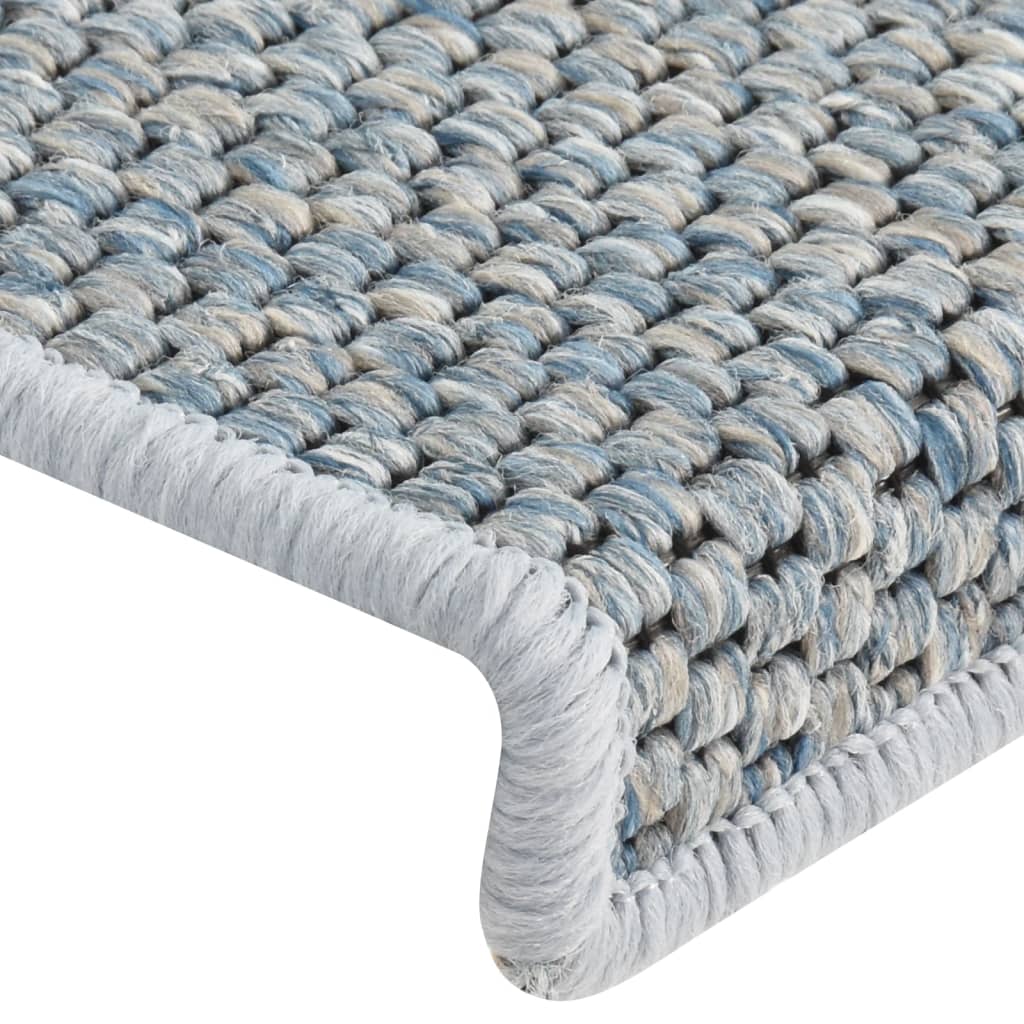 Treppenmatten Selbstklebend Sisal-Optik 15 Stk. 65x21x4 cm Blau