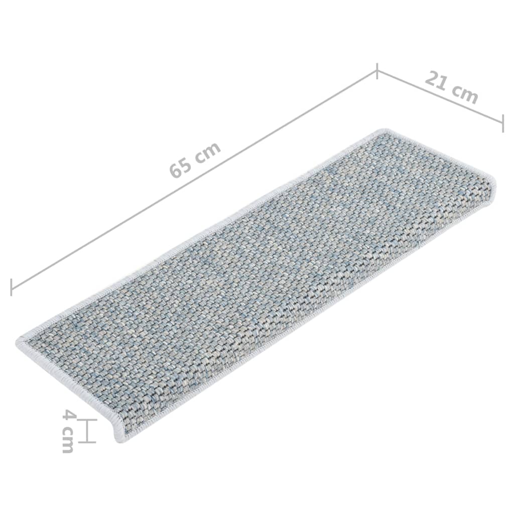 Treppenmatten Selbstklebend Sisal-Optik 15 Stk. 65x21x4 cm Blau