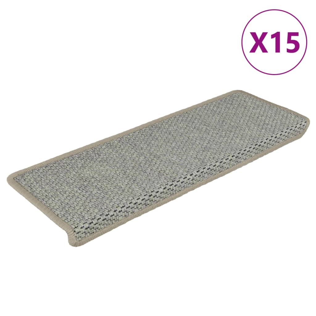 Treppenmatten Selbstklebend Sisal-Optik 15 Stk. 65x21x4 cm Grau