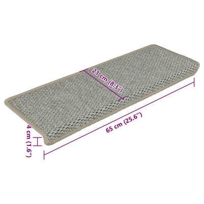 Treppenmatten Selbstklebend Sisal-Optik 15 Stk. 65x21x4 cm Grau