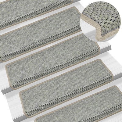 Treppenmatten Selbstklebend Sisal-Optik 15 Stk. 65x21x4 cm Grau