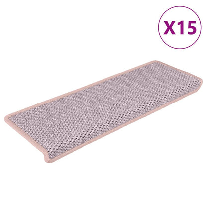 Treppenmatten Selbstklebend Sisal-Optik 15 Stk. 65x21x4 cm Rosa