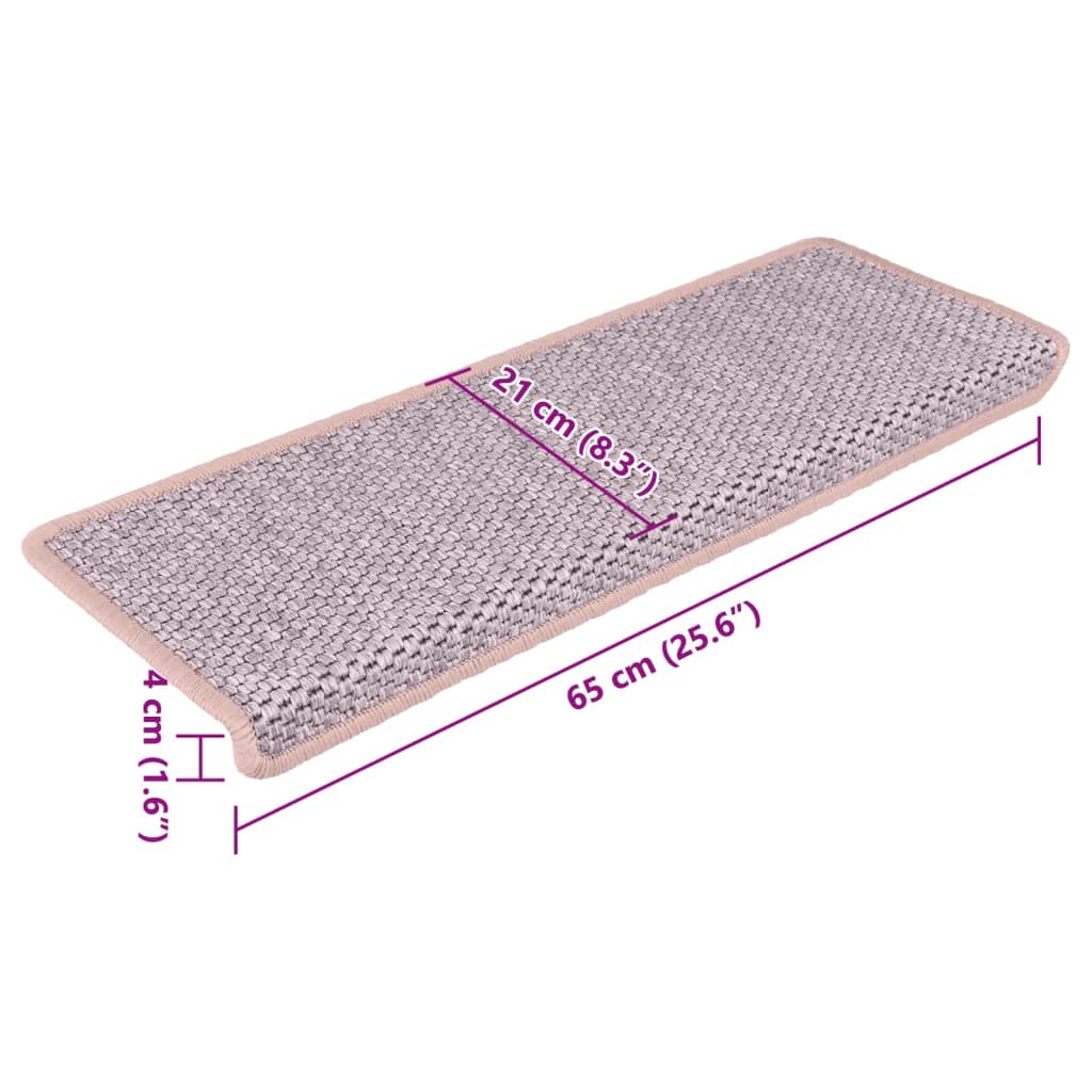 Treppenmatten Selbstklebend Sisal-Optik 15 Stk. 65x21x4 cm Rot