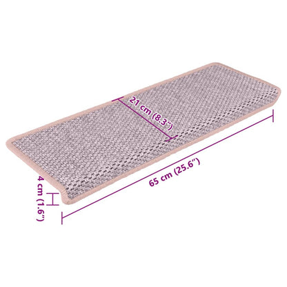 Treppenmatten Selbstklebend Sisal-Optik 15 Stk. 65x21x4 cm Rosa