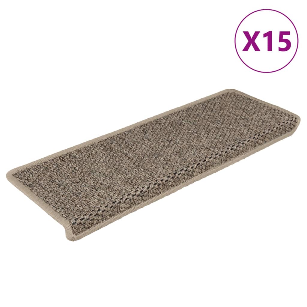 Treppenmatten Selbstklebend Sisal 15 Stk. 65x21x4cm Dunkelbeige