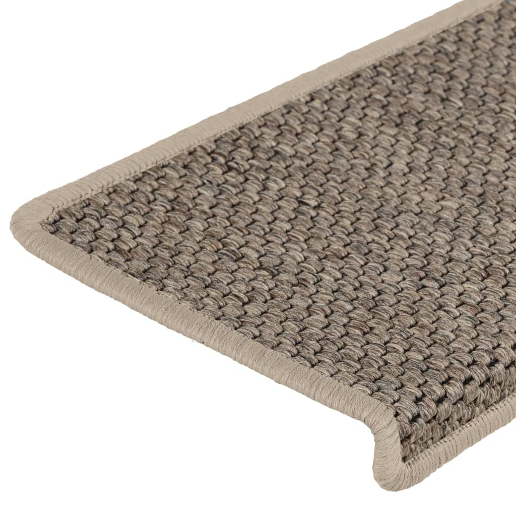 Treppenmatten Selbstklebend Sisal 15 Stk. 65x21x4cm Dunkelbeige