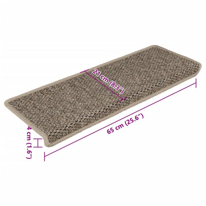 Treppenmatten Selbstklebend Sisal 15 Stk. 65x21x4cm Dunkelbeige