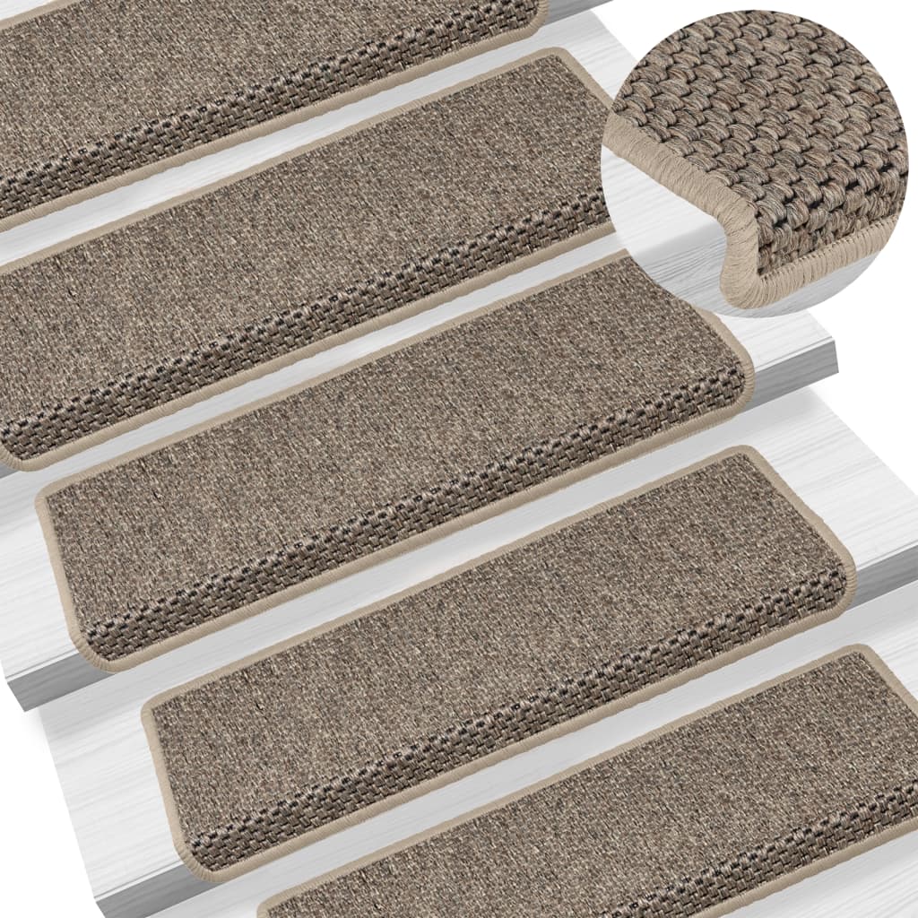 Treppenmatten Selbstklebend Sisal 15 Stk. 65x21x4cm Dunkelbeige