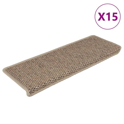 Treppenmatten Selbstklebend Sisal-Optik 15 Stk. 65x21x4 cm Sand