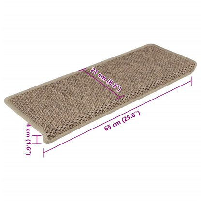 Treppenmatten Selbstklebend Sisal-Optik 15 Stk. 65x21x4 cm Sand