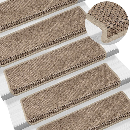 Treppenmatten Selbstklebend Sisal-Optik 15 Stk. 65x21x4 cm Sand